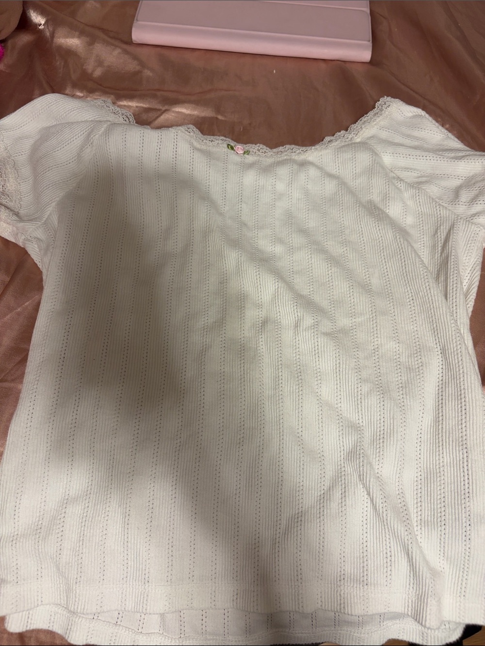 Aeropostale White Lace-Trim Knit Camisole